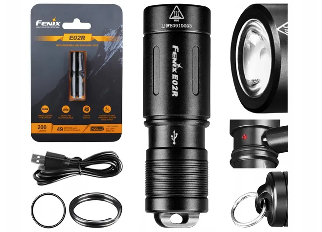 Ліхтар Fenix E02Rblk чорний Фото 3